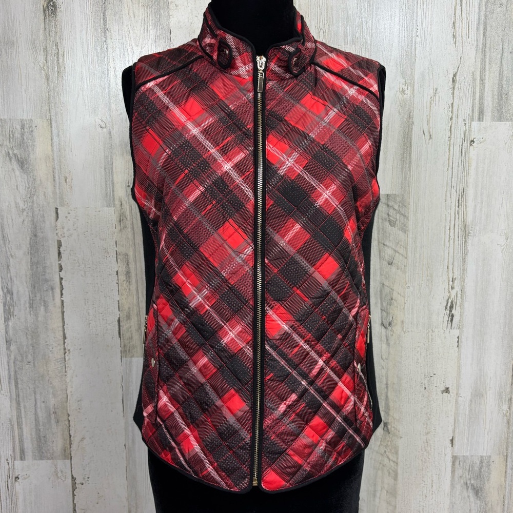 Jones New York Plaid Quilted Puffer Vest